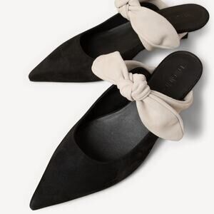 M. .Gemi The Lasso Mule Kitten Heel Sandstone & Black Suede Sz 38 (US 7.5)